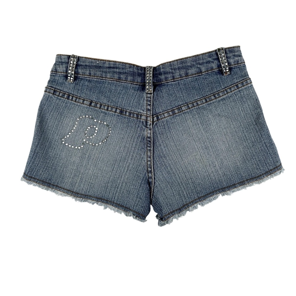 Vintage Platinum Plush Shorts Womens Size 3 Juniors Rhinestone Cutoff Frayed Y2K